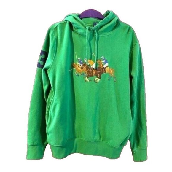 Polo Ralph Lauren Embroidered Triple Pony Hoodie Sweatshirt XXL Lifeguard Green - Picture 1 of 9